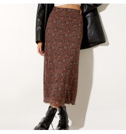 Women Casual Long Skirts Floral Printed High Waist Simple Elegant Elastic Waist Skirts Streetwear Bottoms $27.71 - Skirts