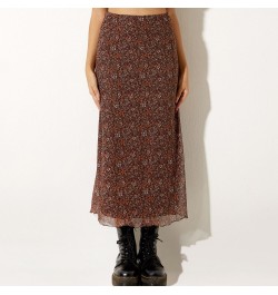 Women Casual Long Skirts Floral Printed High Waist Simple Elegant Elastic Waist Skirts Streetwear Bottoms $27.71 - Skirts