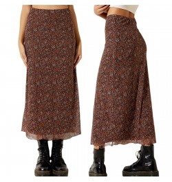 Women Casual Long Skirts Floral Printed High Waist Simple Elegant Elastic Waist Skirts Streetwear Bottoms $27.71 - Skirts