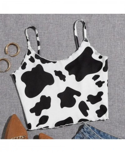 Sexy Women Crop Tops Cow Print Halter Strap Tanks Top Summer Skinny Backless Vest Teen Girls Party Clubwear mujer camisetas A...