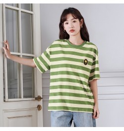 Women Striped T-shirt Summer Short Sleeve O Neck Loose Tees Embroidery Dropped Shoulder Casual Chic Streetwear Tops $37.64 - ...