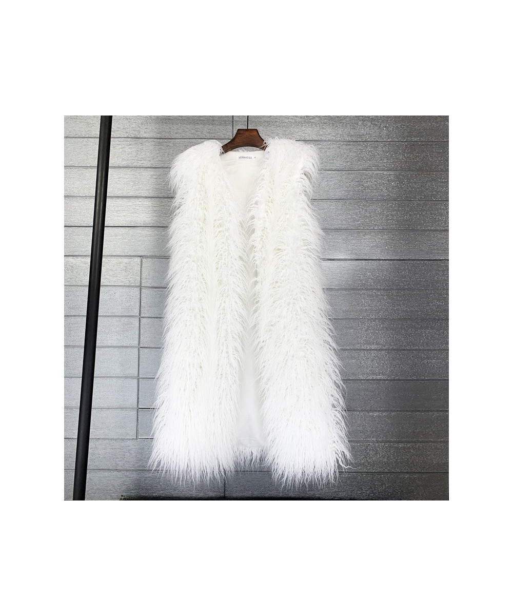 Women Mongolian Sheep Fur Long Vest Colorful Warm Faux Fur Plus Size Plush Coats Female Jacket Autumn Winter Furry Outerwear ...