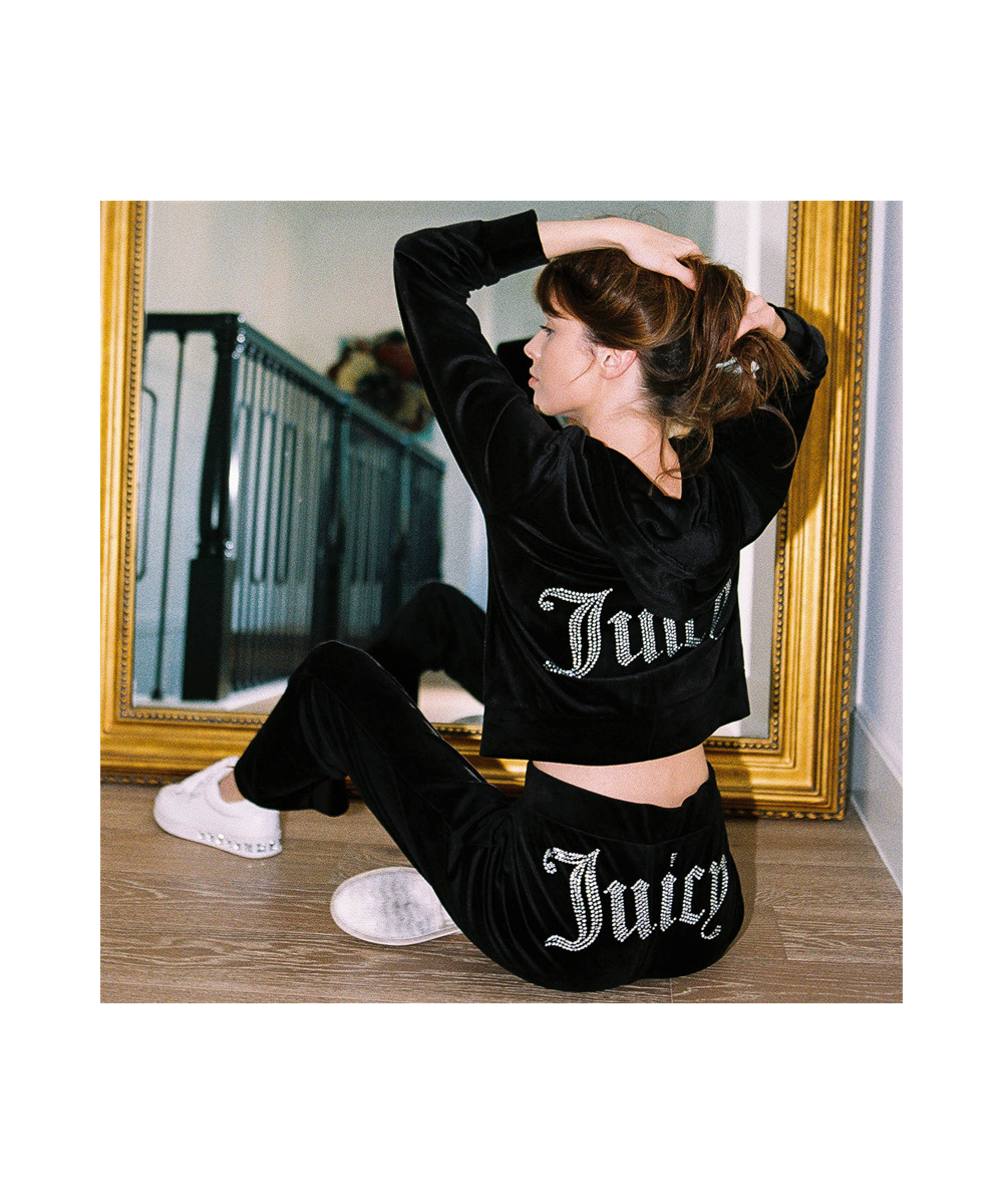 Diamonds Juicy Tracksuit Velvet two Piece Set Women Autumn Winter Long Sleeve Zipper Hooded Jacket Top Sweatpants joggers Sui...