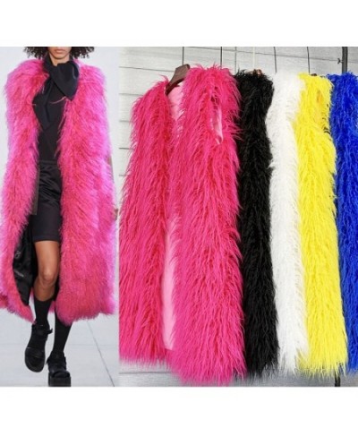 Women Mongolian Sheep Fur Long Vest Colorful Warm Faux Fur Plus Size Plush Coats Female Jacket Autumn Winter Furry Outerwear ...