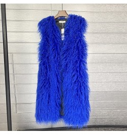 Women Mongolian Sheep Fur Long Vest Colorful Warm Faux Fur Plus Size Plush Coats Female Jacket Autumn Winter Furry Outerwear ...