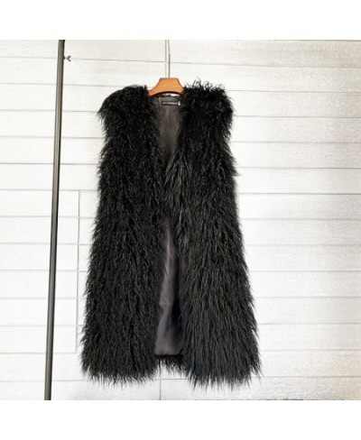 Women Mongolian Sheep Fur Long Vest Colorful Warm Faux Fur Plus Size Plush Coats Female Jacket Autumn Winter Furry Outerwear ...