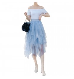 Irregular Tulle Skirt Women Summer Casual Party Club Wear Petticoat Ball Gown Skirt $23.86 - Skirts