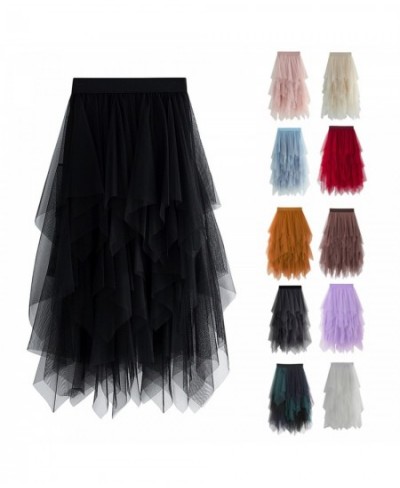 Irregular Tulle Skirt Women Summer Casual Party Club Wear Petticoat Ball Gown Skirt $23.86 - Skirts