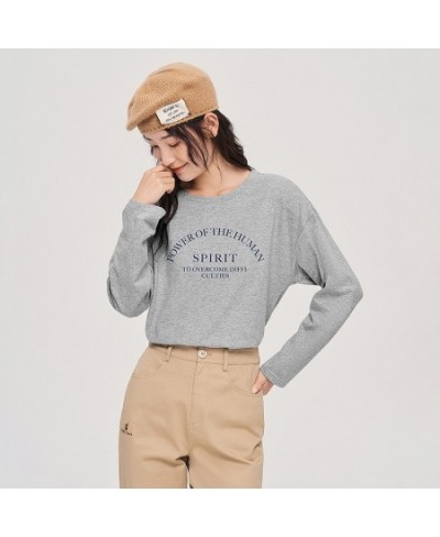 Women Tees 2023 Summer Long Sleeves O Neck Loose T-shirt Power Letter Print Pure Cotton Comfort Casual Chic Tops $33.90 - Wom...