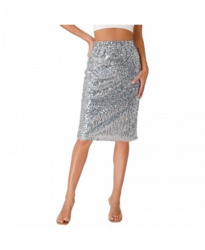 Womens Fashion Sequin Pencil Skirt High Waist Elastic Waistband Invisible Zipper Midi Skirts for Nightclub Party Cocktail $58...