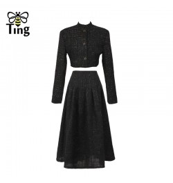 Women Vintage Elegant Tweed Short Jacket Coats & A Line Midi Long Skirt Sets Winter Autumn Dress Set Lady Outfits Zaful $77.1...