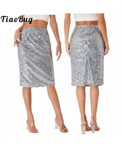 Womens Fashion Sequin Pencil Skirt High Waist Elastic Waistband Invisible Zipper Midi Skirts for Nightclub Party Cocktail $58...