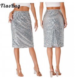 Womens Fashion Sequin Pencil Skirt High Waist Elastic Waistband Invisible Zipper Midi Skirts for Nightclub Party Cocktail $58...