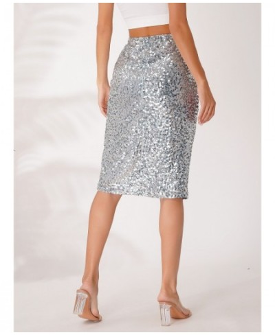 Womens Fashion Sequin Pencil Skirt High Waist Elastic Waistband Invisible Zipper Midi Skirts for Nightclub Party Cocktail $58...