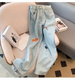 High Waisted Jeans for Women 2023 New Fashion Streetwear Embroidery Straight Women Jeans Chic Loose Wide Leg Jeans $56.79 - J...