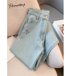 High Waisted Jeans for Women 2023 New Fashion Streetwear Embroidery Straight Women Jeans Chic Loose Wide Leg Jeans $56.79 - J...