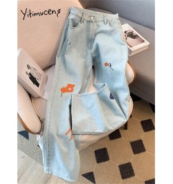 High Waisted Jeans for Women 2023 New Fashion Streetwear Embroidery Straight Women Jeans Chic Loose Wide Leg Jeans $56.79 - J...