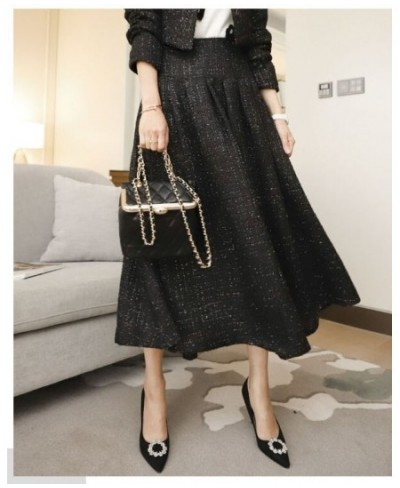 Women Vintage Elegant Tweed Short Jacket Coats & A Line Midi Long Skirt Sets Winter Autumn Dress Set Lady Outfits Zaful $77.1...