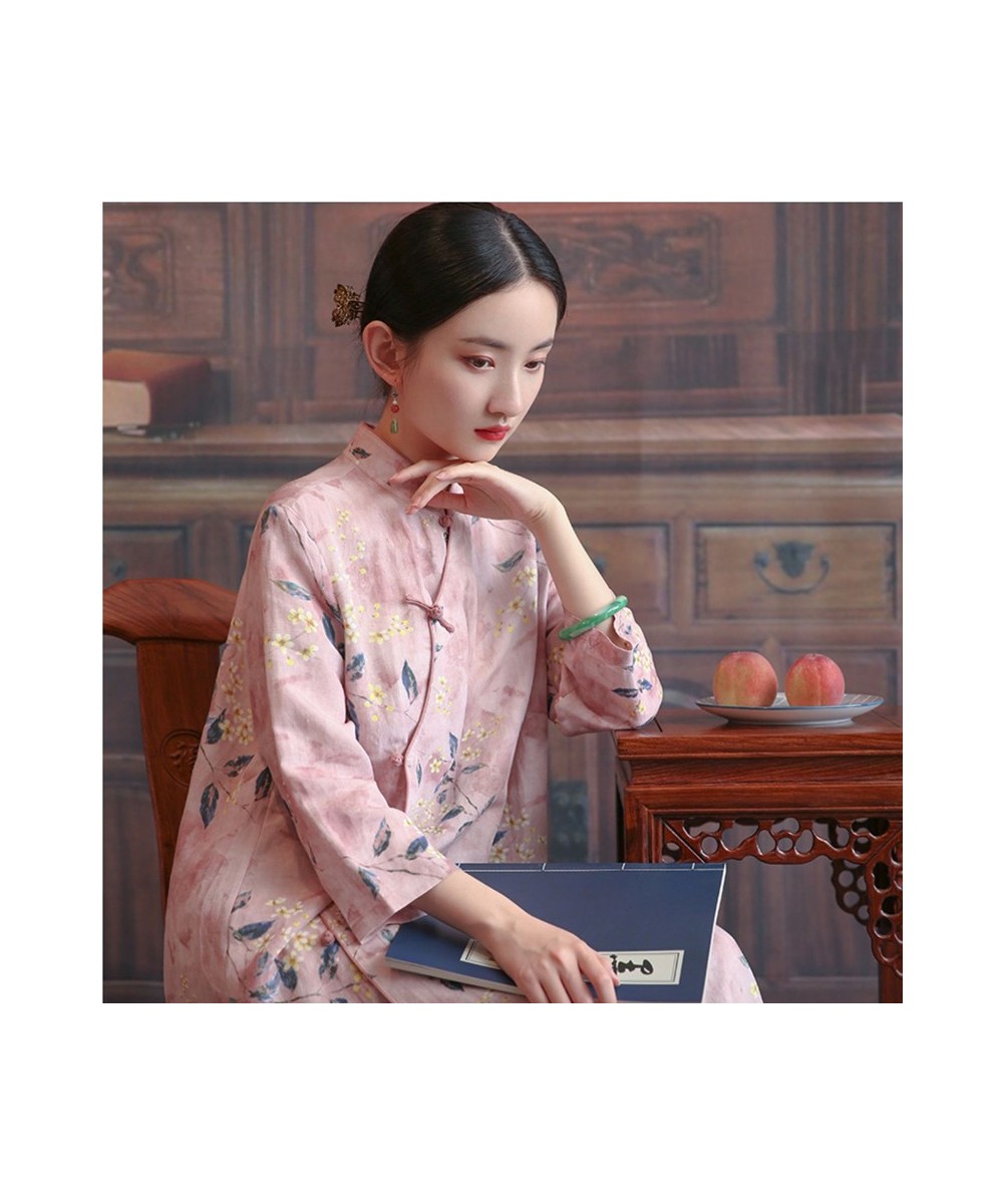 2023 Temperament Fashion Chinese Style Spring Summer Dress Thin Soft Cotton Linen Print Floral Women Casual Dress $41.41 - Dr...