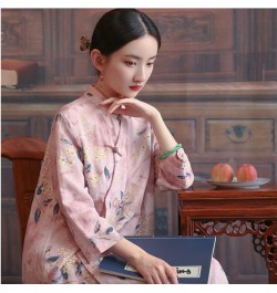 2023 Temperament Fashion Chinese Style Spring Summer Dress Thin Soft Cotton Linen Print Floral Women Casual Dress $41.41 - Dr...