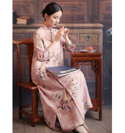 2023 Temperament Fashion Chinese Style Spring Summer Dress Thin Soft Cotton Linen Print Floral Women Casual Dress $41.41 - Dr...