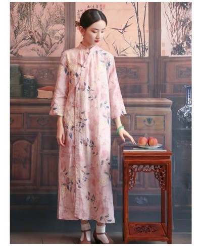 2023 Temperament Fashion Chinese Style Spring Summer Dress Thin Soft Cotton Linen Print Floral Women Casual Dress $41.41 - Dr...