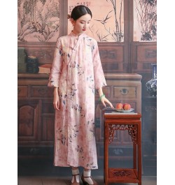 2023 Temperament Fashion Chinese Style Spring Summer Dress Thin Soft Cotton Linen Print Floral Women Casual Dress $41.41 - Dr...