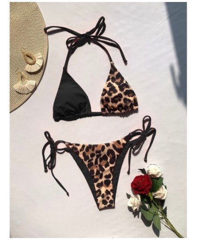 Para Praia Leopard Patchwork Bikini 2023 Sexy Halter Biquini Bandage Swimwear Women Brazilian Swimsuit Two Piece Bathing Suit...