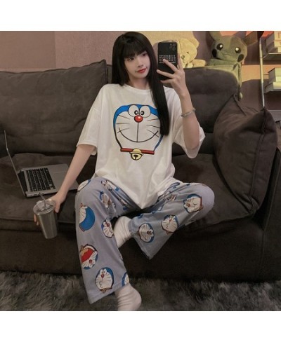 Summer Couple Pajamas Sets Women Men Sleepwear Pijama Korean Cartoon Pyjama Suit Lover Homewear Loungewear Loose $50.29 - Sle...