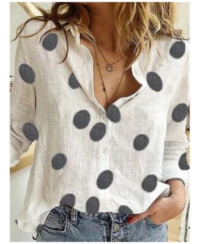 Linen Print Shirts for Women Spring Summer 2023 New Turn Down Collar Long Sleeve Blouses Ladies Button Up Casual Tops $33.76 ...