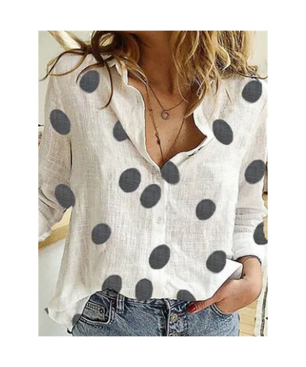 Linen Print Shirts for Women Spring Summer 2023 New Turn Down Collar Long Sleeve Blouses Ladies Button Up Casual Tops $33.76 ...