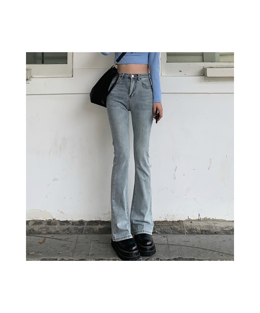 2023 Fall Summer Flared Jeans Women's Blue Straight Slim Body High Waist Vintage Pants Female Korean Solid Color Trouser $50....