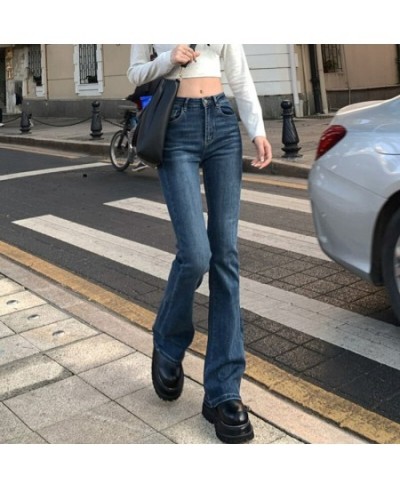 2023 Fall Summer Flared Jeans Women's Blue Straight Slim Body High Waist Vintage Pants Female Korean Solid Color Trouser $50....