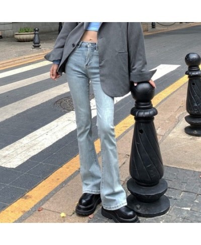 2023 Fall Summer Flared Jeans Women's Blue Straight Slim Body High Waist Vintage Pants Female Korean Solid Color Trouser $50....