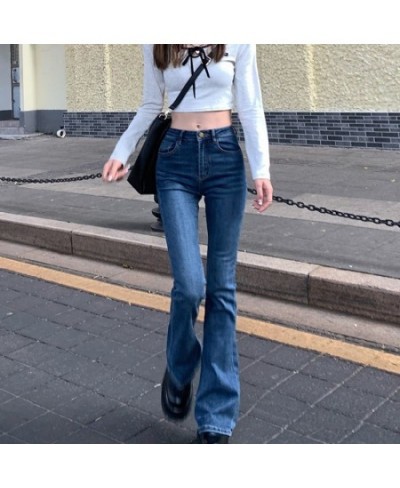 2023 Fall Summer Flared Jeans Women's Blue Straight Slim Body High Waist Vintage Pants Female Korean Solid Color Trouser $50....