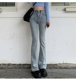 2023 Fall Summer Flared Jeans Women's Blue Straight Slim Body High Waist Vintage Pants Female Korean Solid Color Trouser $50....