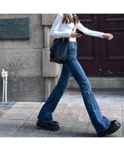 2023 Fall Summer Flared Jeans Women's Blue Straight Slim Body High Waist Vintage Pants Female Korean Solid Color Trouser $50....