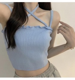 Tank Top Woman Y2k White Crop Sexy Corset Knitted Solid Cotton 2022 Summer New Kawaii Skinny Women Clothing Vintage Backless ...