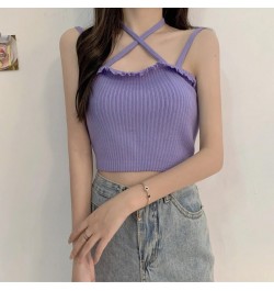 Tank Top Woman Y2k White Crop Sexy Corset Knitted Solid Cotton 2022 Summer New Kawaii Skinny Women Clothing Vintage Backless ...