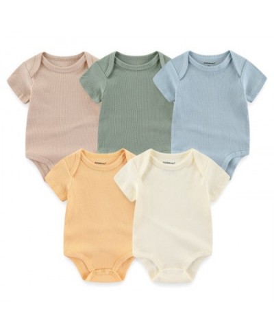 3/5/6/8PCS Solid Cotton Unisex Newborn Baby Girl Clothes Bodysuits Short Sleeve Baby Boy Clothes Jumpsuit Print Ropa Bebe $38...