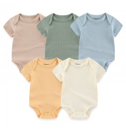 3/5/6/8PCS Solid Cotton Unisex Newborn Baby Girl Clothes Bodysuits Short Sleeve Baby Boy Clothes Jumpsuit Print Ropa Bebe $38...