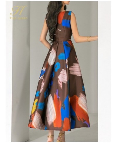 New Summer Dresses Korean Retro Sleeveless Printing Vestidos Fashion Slim Big Swing O-Neck Long Party Casual Dress $58.34 - D...