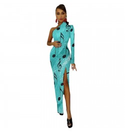 Music Notes Maxi Dress Long Sleeve Musical Notation Elegant Bodycon Dress Side Split Party Long Dresses Women Print Vestidos ...