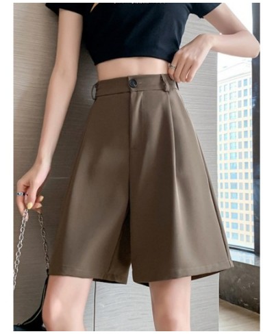 2023 Summer Women's Suit Shorts Casual Loose Wide Leg Long Shorts Pockets Office Solid Knee-length Pants Oversize Shorts Wome...
