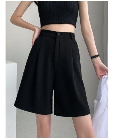 2023 Summer Women's Suit Shorts Casual Loose Wide Leg Long Shorts Pockets Office Solid Knee-length Pants Oversize Shorts Wome...