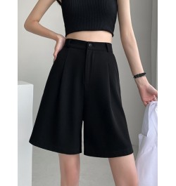 2023 Summer Women's Suit Shorts Casual Loose Wide Leg Long Shorts Pockets Office Solid Knee-length Pants Oversize Shorts Wome...