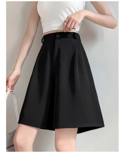 2023 Summer Women's Suit Shorts Casual Loose Wide Leg Long Shorts Pockets Office Solid Knee-length Pants Oversize Shorts Wome...