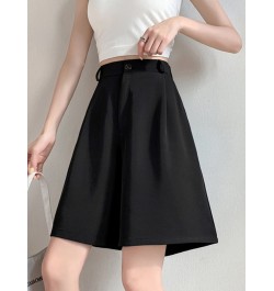 2023 Summer Women's Suit Shorts Casual Loose Wide Leg Long Shorts Pockets Office Solid Knee-length Pants Oversize Shorts Wome...