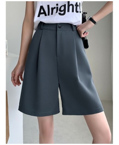 2023 Summer Women's Suit Shorts Casual Loose Wide Leg Long Shorts Pockets Office Solid Knee-length Pants Oversize Shorts Wome...