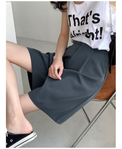 2023 Summer Women's Suit Shorts Casual Loose Wide Leg Long Shorts Pockets Office Solid Knee-length Pants Oversize Shorts Wome...